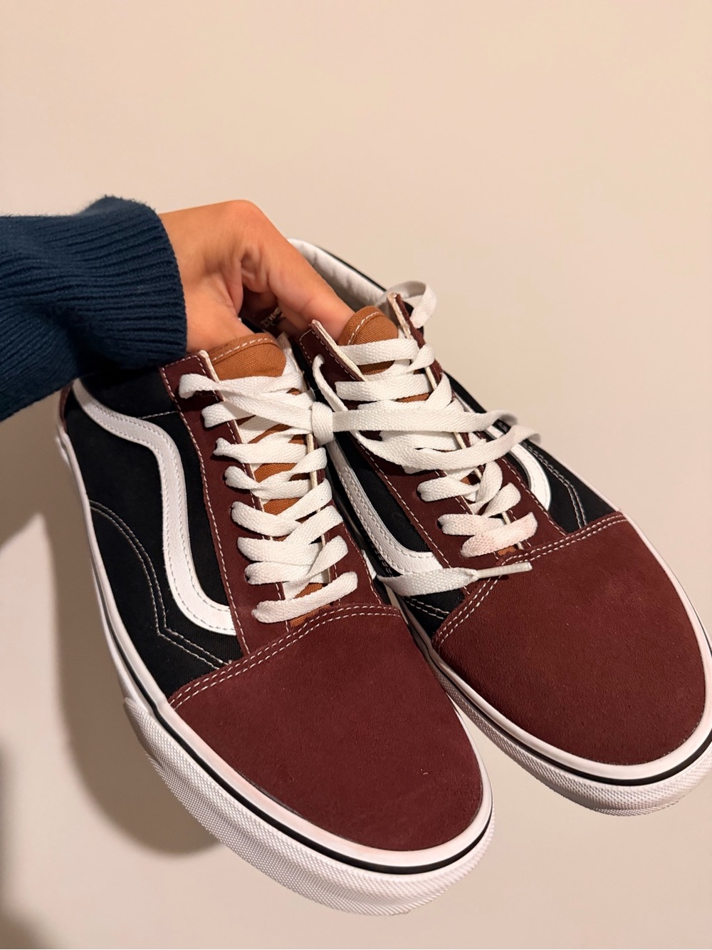Vans Old Skool Sneakers in Burgundy, Black and White